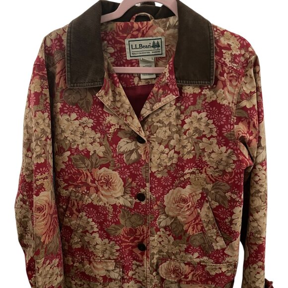 Vintage L.L. Bean Floral Barn Chore Utility Jacket Grandmacore Cottagecore Large - Picture 2 of 13